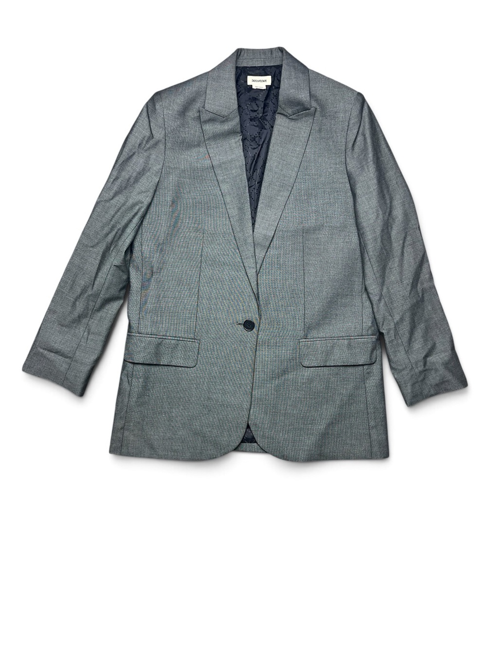 Zadig & Voltaire Viva Bis Love Gray Crystal LOVE Back Blazer Jacket EU 40 - Picture 7 of 15